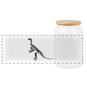 dinosaur - Panoramic Cookie Jar with Wooden Lid - white - Front