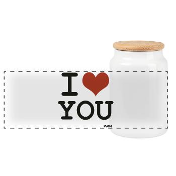 i love you (je t'aime) - couleurs personnalisables - Boîte à biscuits avec couvercle en bois - blanc - Devant