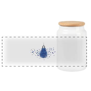Blue Butterfly - Panoramic Cookie Jar with Wooden Lid - white - Front