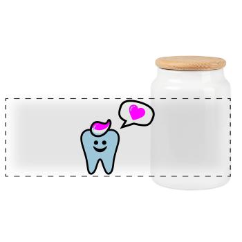 zahn punk zahnarzt dentist - Panoramic Cookie Jar with Wooden Lid - white - Front