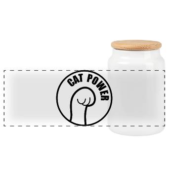 Cat Power - Panoramic Cookie Jar with Wooden Lid - white - Front
