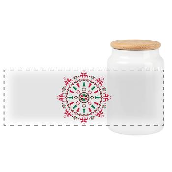 Christmas Mandala - Panoramic Cookie Jar with Wooden Lid - white - Front