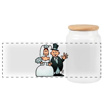 Hochzeit - Panorama Keksdose mit Holzdeckel - Weiß - Vorne
