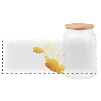 malta - Panoramic Cookie Jar with Wooden Lid - white - Front
