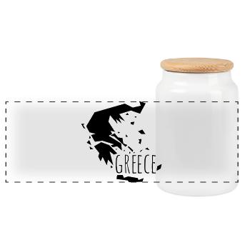 greece - Boîte à biscuits avec couvercle en bois - blanc - Devant