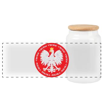 Polska 4 - Panoramic Cookie Jar with Wooden Lid - white - Front