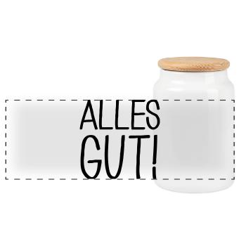 Alles gut - Panorama Keksdose mit Holzdeckel - Weiß - Vorne
