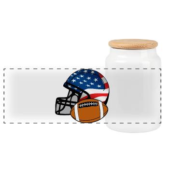 Flaggen-Helm Football Patriotisch - Panorama Keksdose mit Holzdeckel - Weiß - Vorne