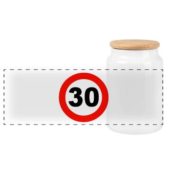 30.Geburtstag ,Verkehrsschild 30 (25) - Panorama Keksdose mit Holzdeckel - Weiß - Vorne