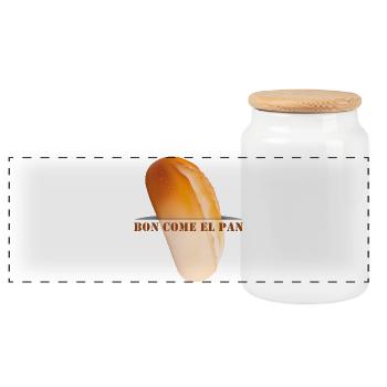 Bon come el pan - Lecker wie ein Brot - Panorama Keksdose mit Holzdeckel - Weiß - Vorne