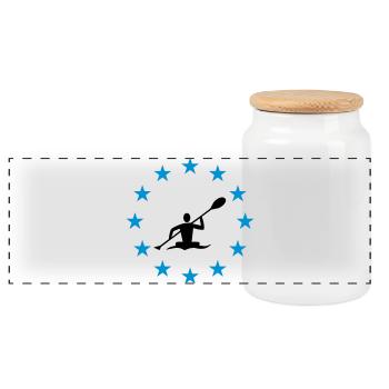 Canoë-kayak dans le cercle d'étoile - Boîte à biscuits avec couvercle en bois - blanc - Devant