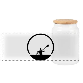 Emblème de canoë - Boîte à biscuits avec couvercle en bois - blanc - Devant