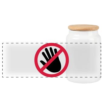 Ne pas toucher la main - Boîte à biscuits avec couvercle en bois - blanc - Devant