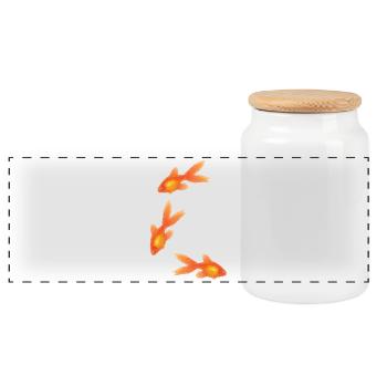 Trio de poissons rouges style origami japonais - Boîte à biscuits avec couvercle en bois - blanc - Devant