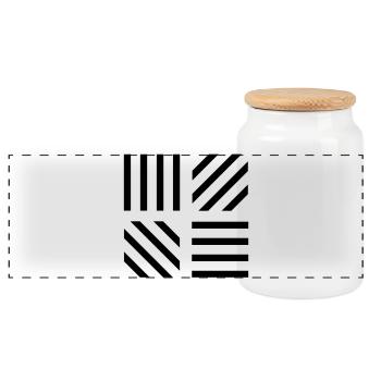 graphic stripe pattern - Panoramic Cookie Jar with Wooden Lid - white - Front