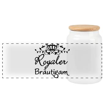 Royaler Bräutigam Geschenk - Panorama Keksdose mit Holzdeckel - Weiß - Vorne