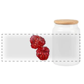 Himbeeren  - Panorama Keksdose mit Holzdeckel - Weiß - Vorne