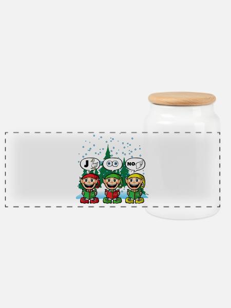 joyeux noel - Panoramic Cookie Jar with Wooden Lid - white