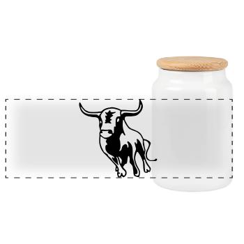 print taureau shirt - Boîte à biscuits avec couvercle en bois - blanc - Devant