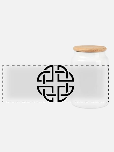 Celtic Knot - Panorama Keksdose mit Holzdeckel - Weiß