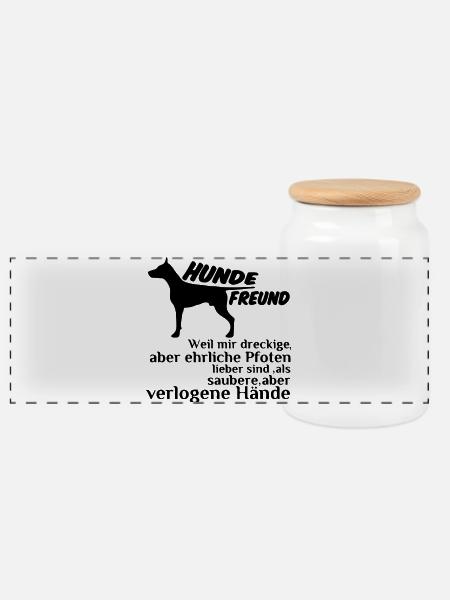 Hundefreund Hund Tier Spruch Geschenk - Panorama Keksdose mit Holzdeckel - Weiß
