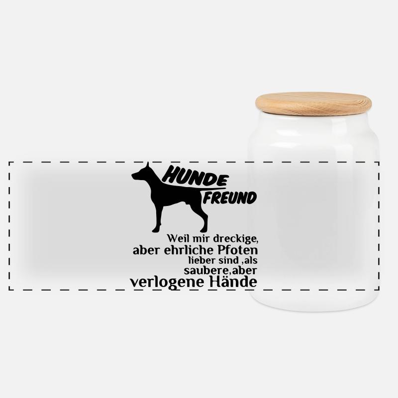 Hundefreund Hund Tier Spruch Geschenk - Panorama Keksdose mit Holzdeckel - Weiß