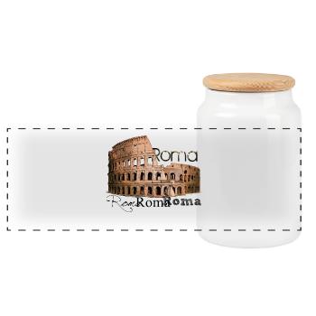 Roma - Boîte à biscuits avec couvercle en bois - blanc - Devant