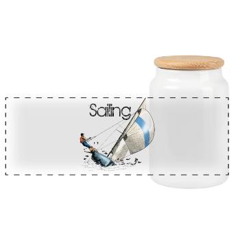 sailing - Boîte à biscuits avec couvercle en bois - blanc - Devant