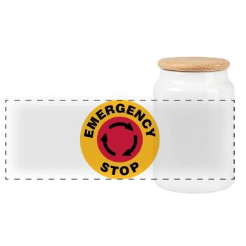 Emergency | Notfall | Stop - Boîte à biscuits avec couvercle en bois - blanc - Devant