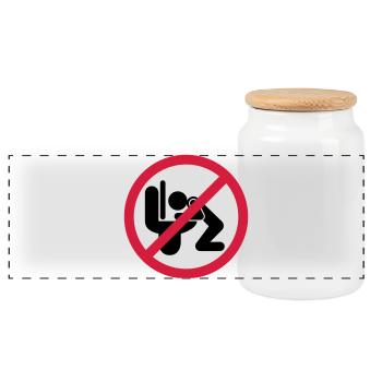 Kotzen verboten | puke | Spit | Vomit not allowed - Panoramic Cookie Jar with Wooden Lid - white - Front
