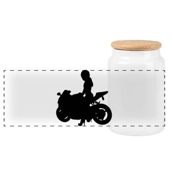 Motorcycle - Boîte à biscuits avec couvercle en bois - blanc - Devant