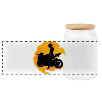 Motorcycle - Boîte à biscuits avec couvercle en bois - blanc - Devant