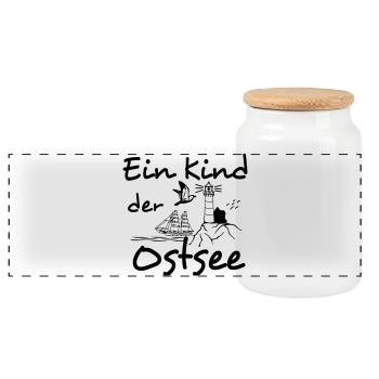 Ostsee Shirt , Fun Shirt Ein Kind der Ostsee (25) - Panorama Keksdose mit Holzdeckel - Weiß - Vorne