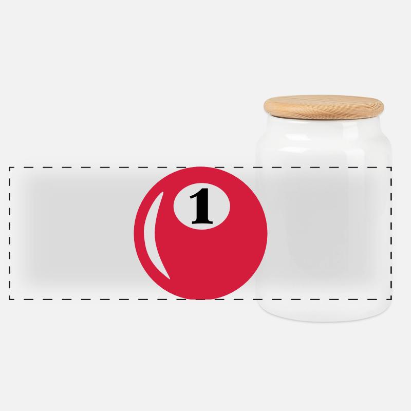 1st birthday - Panoramic Cookie Jar with Wooden Lid - white