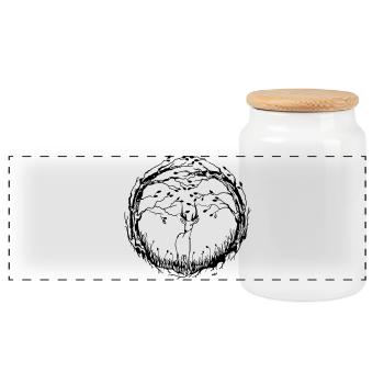 The forest - Panoramic Cookie Jar with Wooden Lid - white - Front