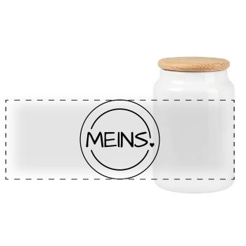 Meins Herz Stempel - Panorama Keksdose mit Holzdeckel - Weiß - Vorne