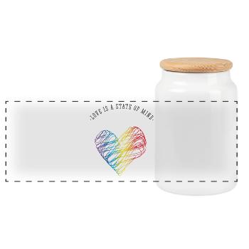 love liebe Herz gay valentinstag regenbogen stolz - Panorama Keksdose mit Holzdeckel - Weiß - Vorne