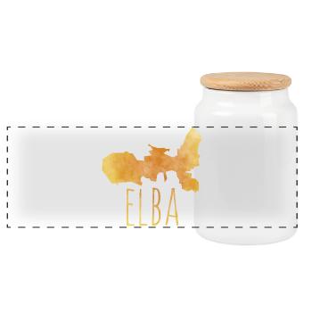 Elba - Panoramic Cookie Jar with Wooden Lid - white - Front