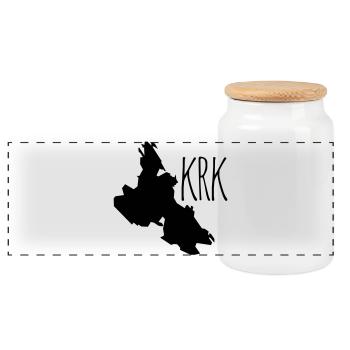 Krk - Panoramic Cookie Jar with Wooden Lid - white - Front