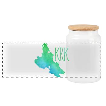 Krk - Panoramic Cookie Jar with Wooden Lid - white - Front