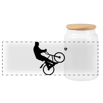Cycle ball - Boîte à biscuits avec couvercle en bois - blanc - Devant