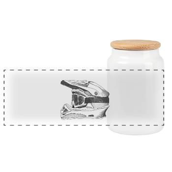 Helmet - Panoramic Cookie Jar with Wooden Lid - white - Front