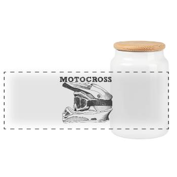Motocross - Panoramic Cookie Jar with Wooden Lid - white - Front