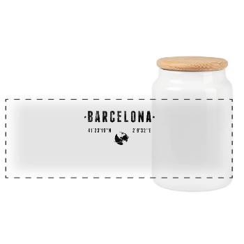 Barcelona Coordonnées Géographiques Stylisées - Boîte à biscuits avec couvercle en bois - blanc - Devant