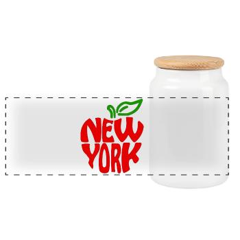 new york - Boîte à biscuits avec couvercle en bois - blanc - Devant