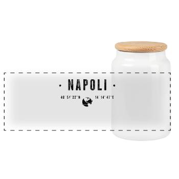 Napoli Coordonnées Géographiques Stylisées - Boîte à biscuits avec couvercle en bois - blanc - Devant