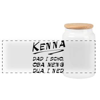 Bayerischer Spruch Shirt - Kenna dad i scho - Panorama Keksdose mit Holzdeckel - Weiß - Vorne