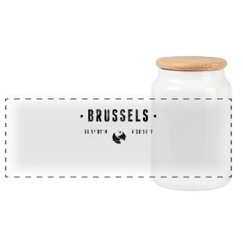 Brussels - Panoramic Cookie Jar with Wooden Lid - white - Front