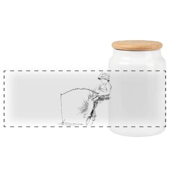 Angler - Panoramic Cookie Jar with Wooden Lid - white - Front