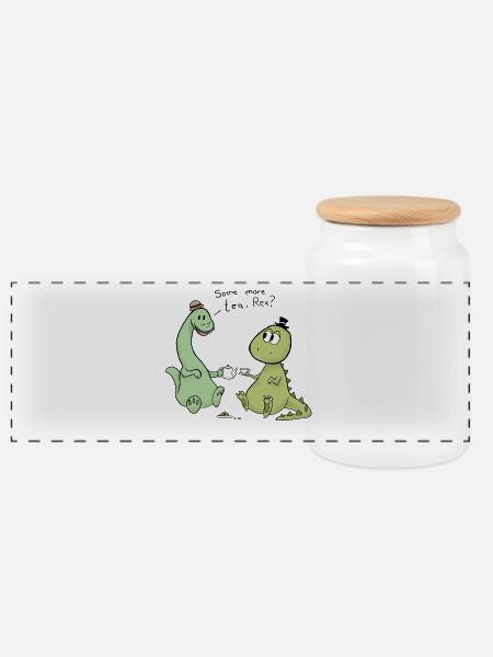 Tea Rex - Panorama Keksdose mit Holzdeckel - Weiß